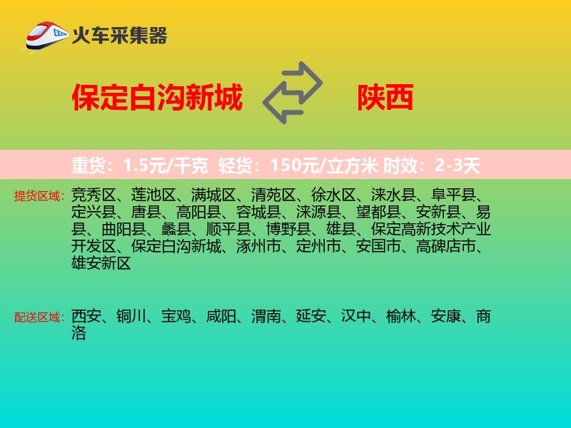 保定白沟新城到陕西长途搬家