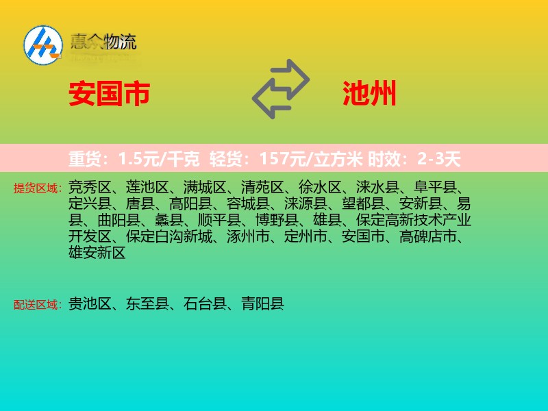 安国市到池州物流专线