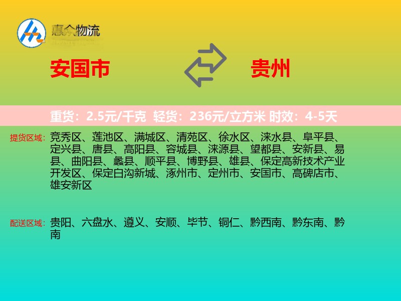 安国市到贵州长途搬家