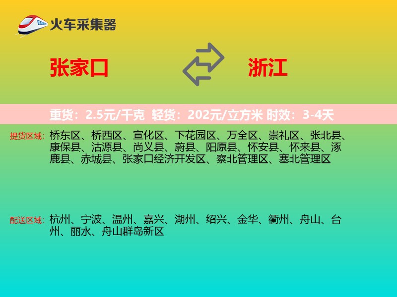 张家口到浙江轿车托运