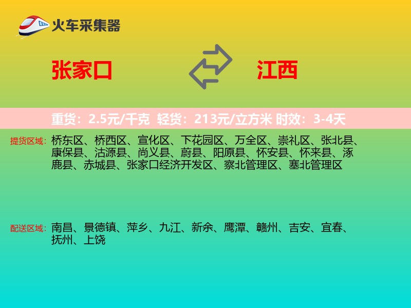 张家口到江西轿车托运