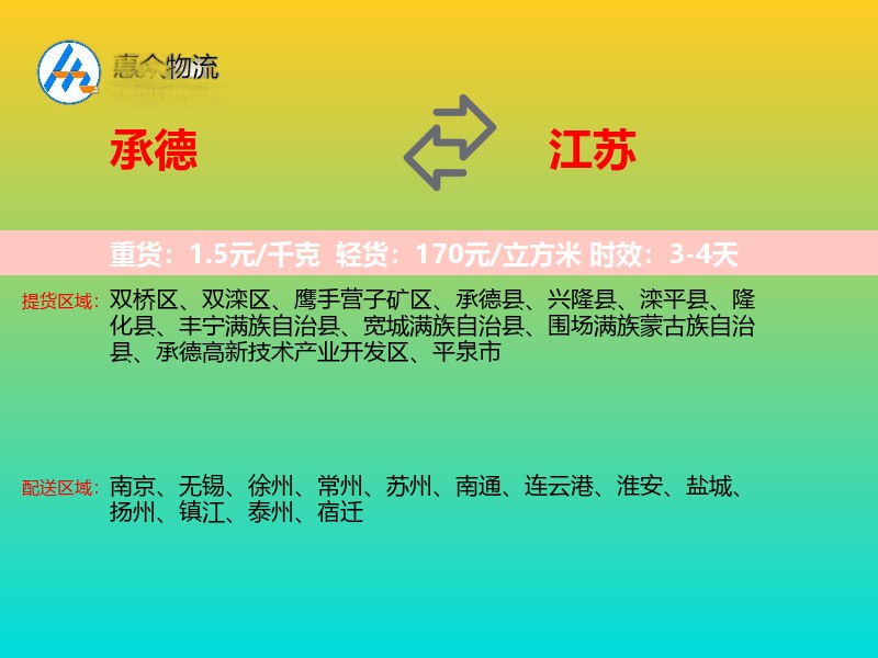 承德到江苏长途搬家