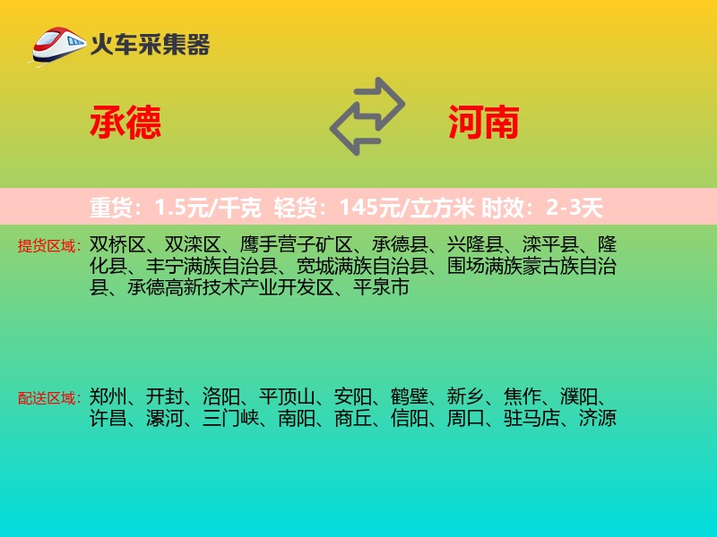 承德到河南轿车托运
