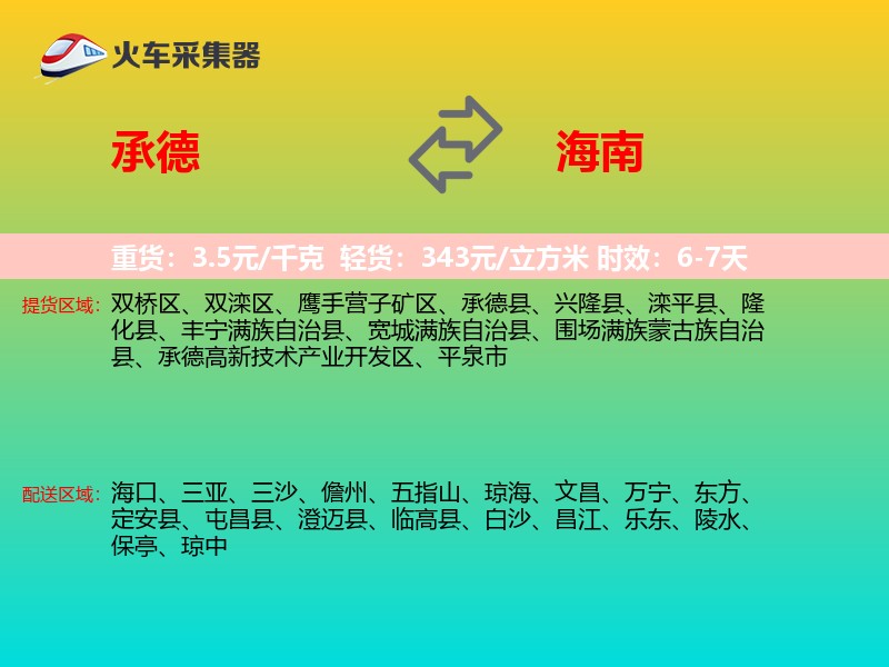 承德到海南物流专线