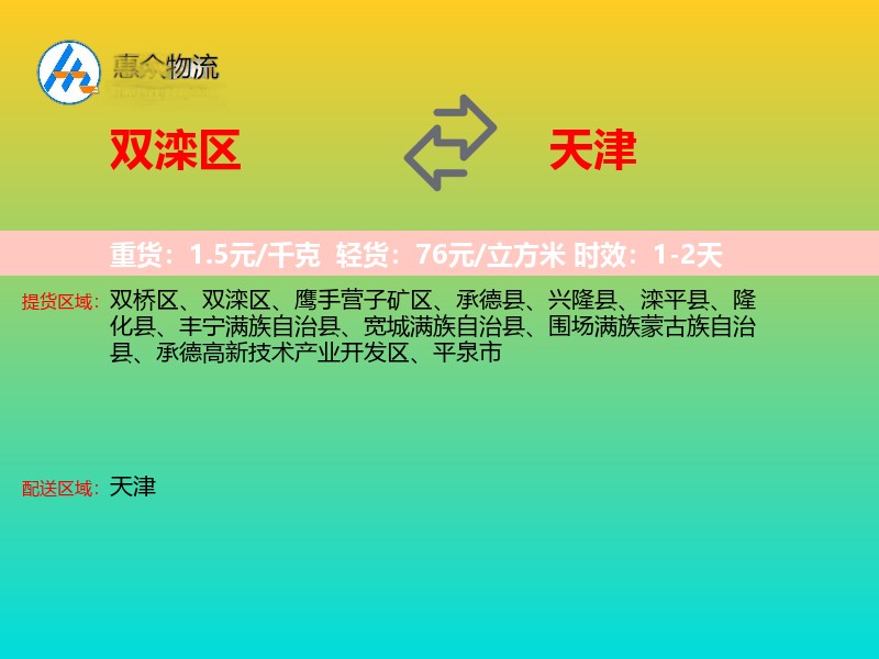 双滦区到天津物流专线