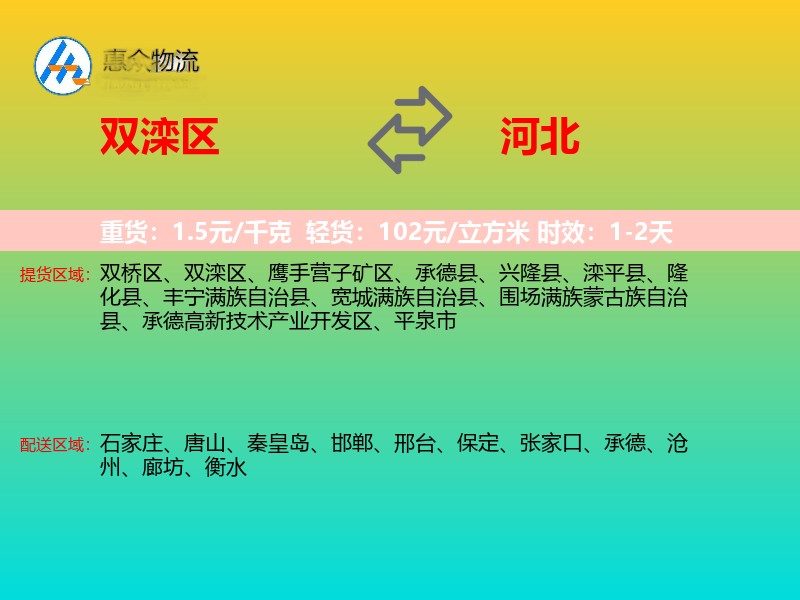 双滦区到河北物流专线
