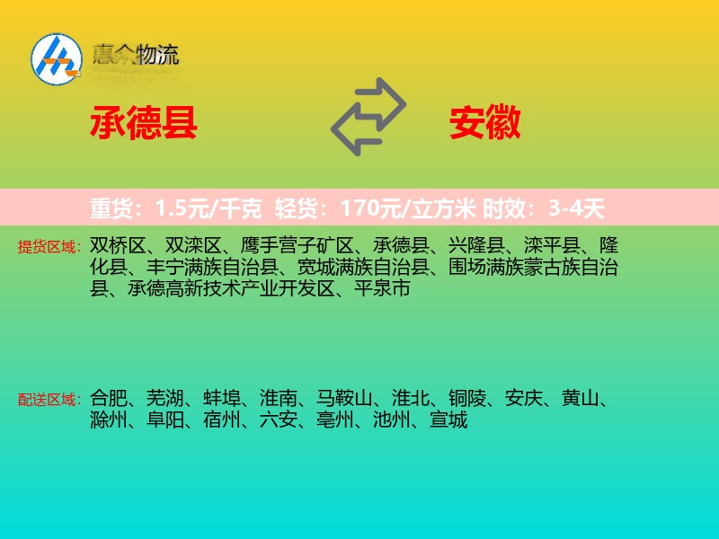 承德县到安徽长途搬家