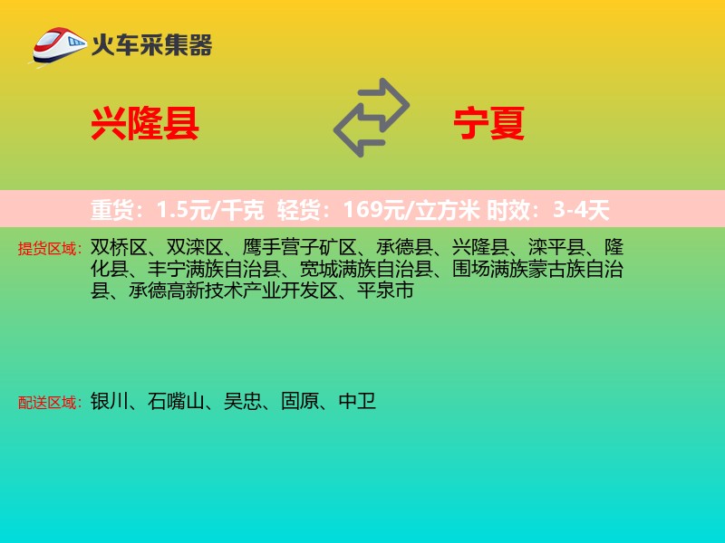兴隆县到宁夏轿车托运