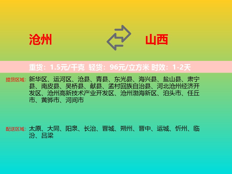 沧州到山西长途搬家
