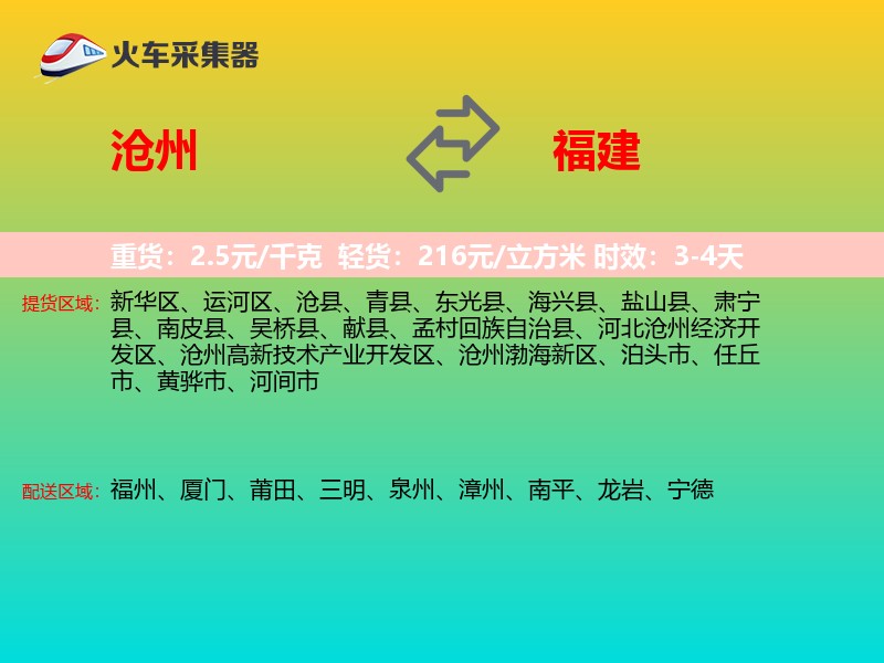 沧州到福建长途搬家