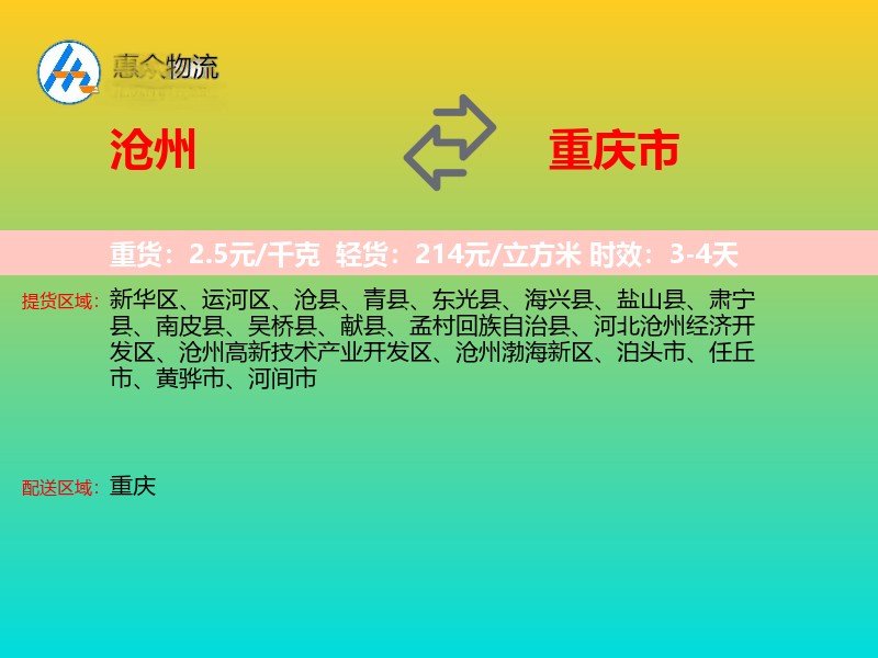沧州到重庆市长途搬家
