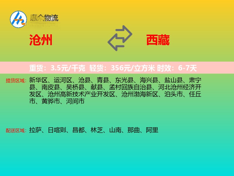 沧州到西藏长途搬家