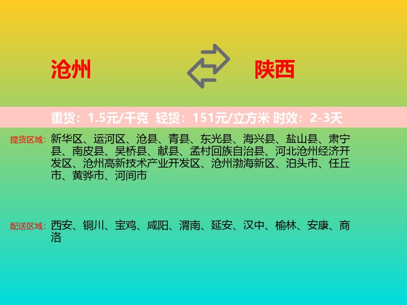 沧州到陕西长途搬家