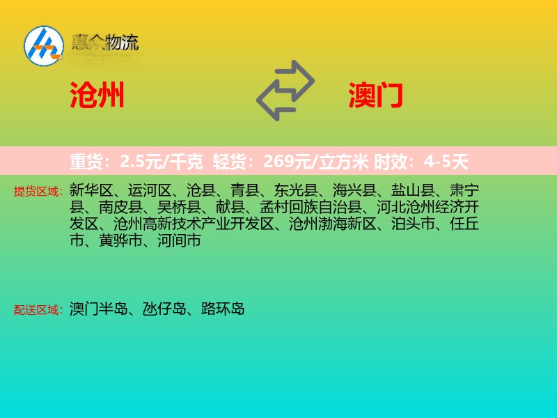 沧州到澳门长途搬家
