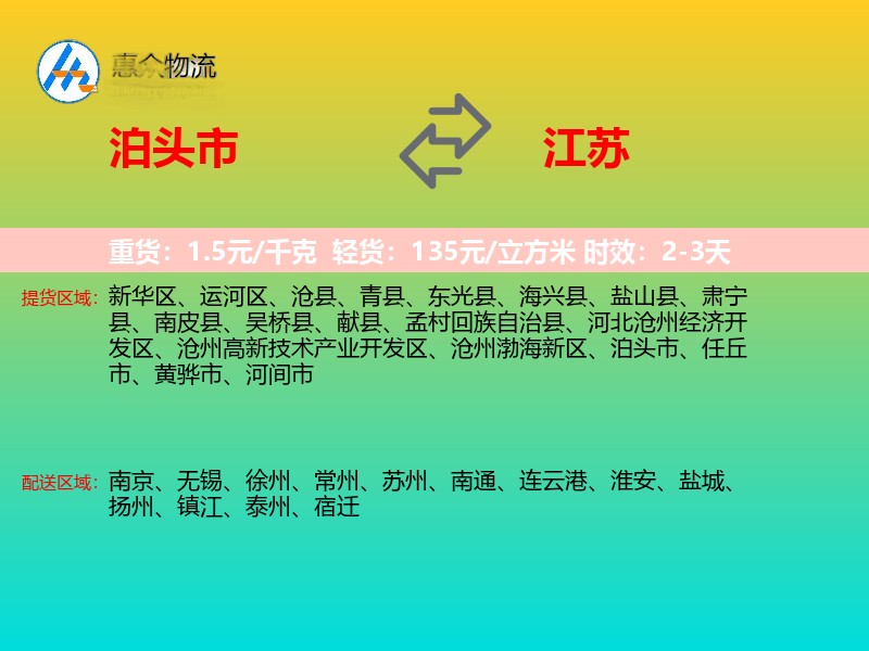 泊头市到江苏轿车托运