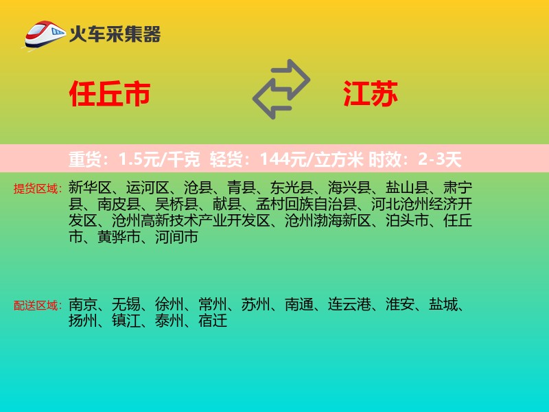 任丘市到江苏轿车托运