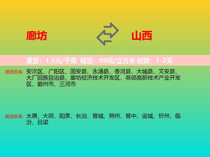 廊坊到山西长途搬家