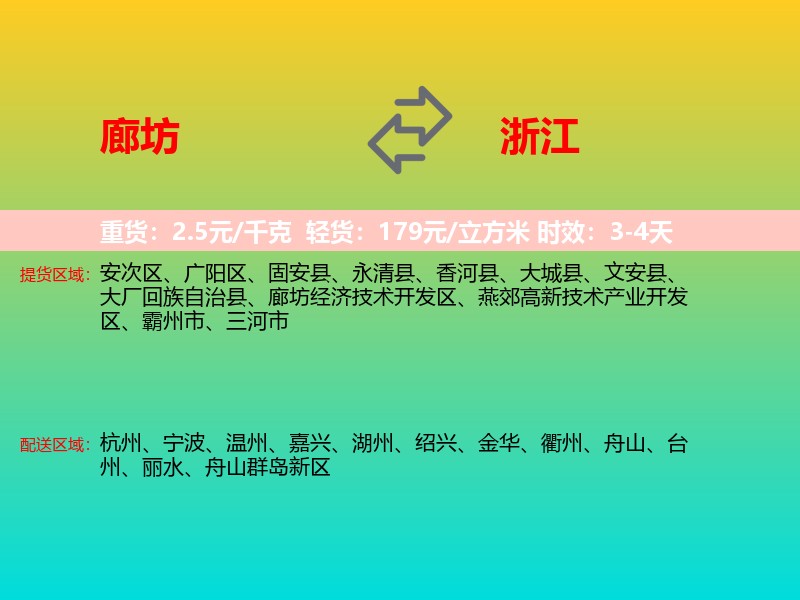 廊坊到浙江长途搬家