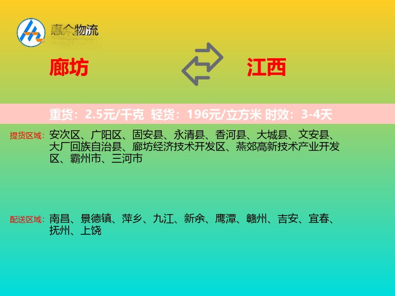 廊坊到江西长途搬家