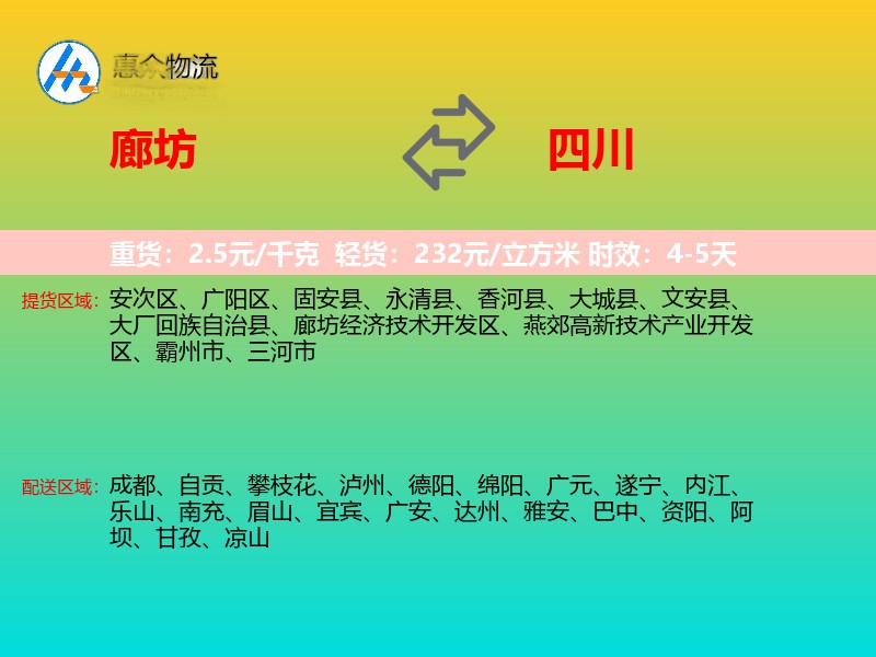廊坊到四川长途搬家