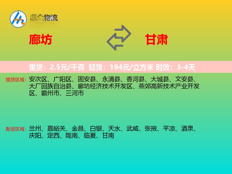 廊坊到甘肃长途搬家