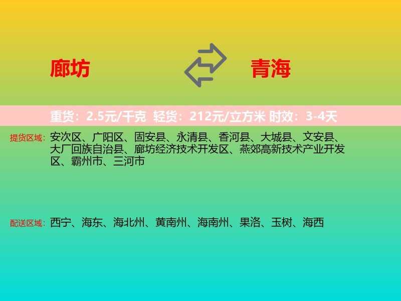 廊坊到青海长途搬家
