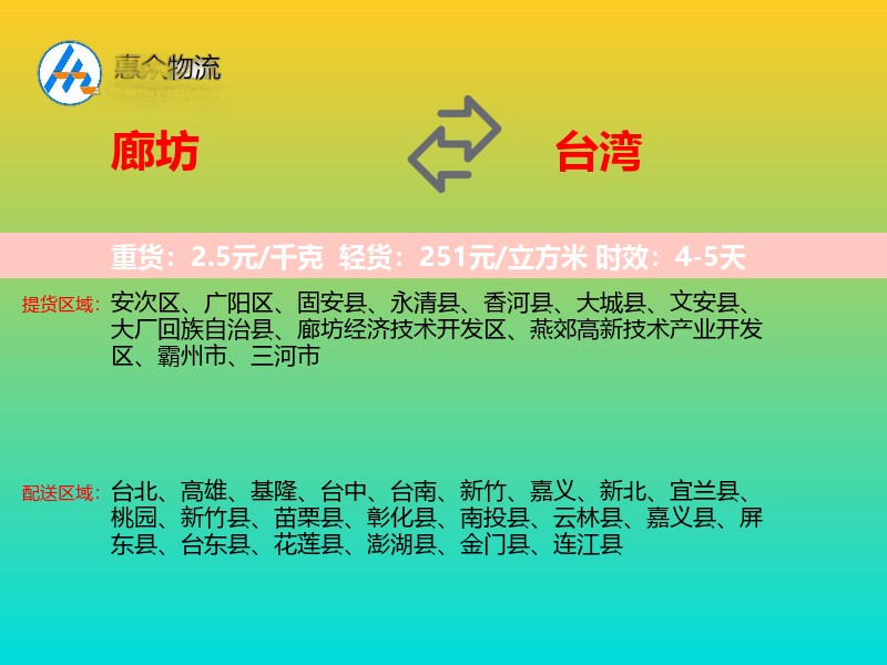 廊坊到台湾长途搬家