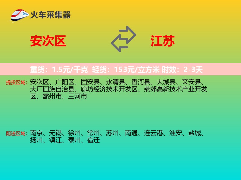 安次区到江苏物流专线