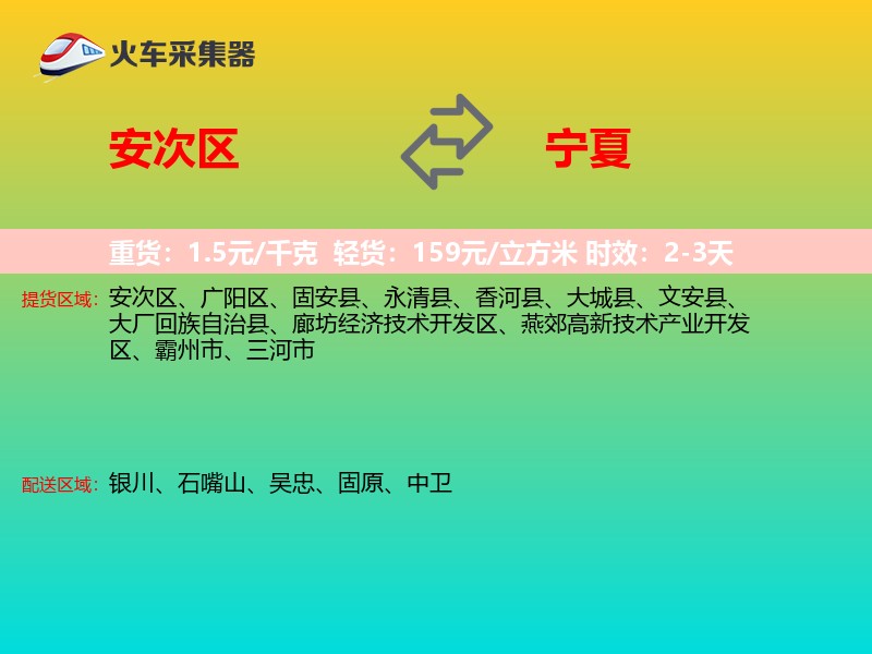 安次区到宁夏物流专线