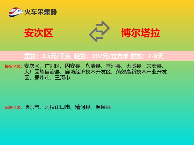 安次区到博尔塔拉物流专线