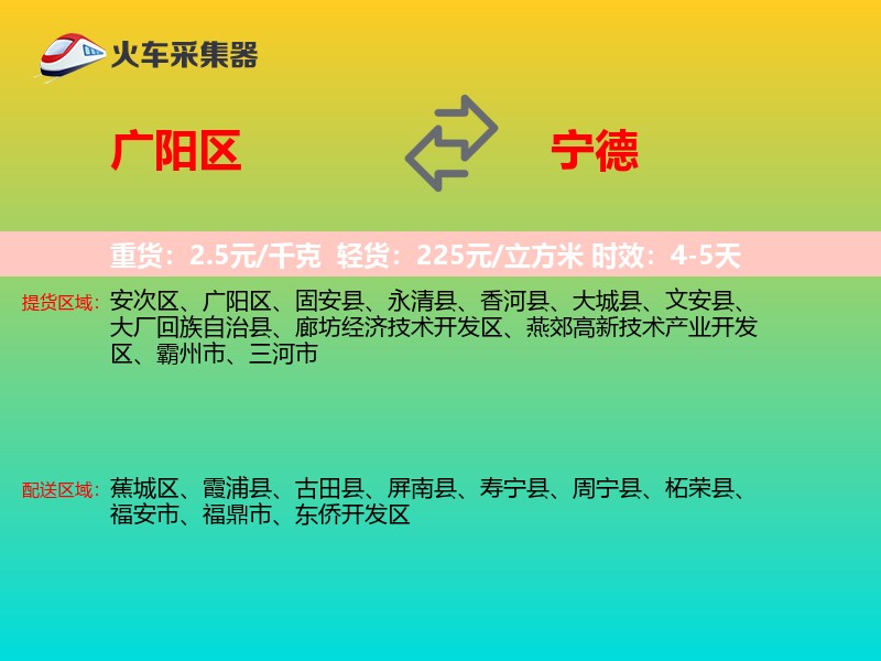 广阳区到宁德物流专线