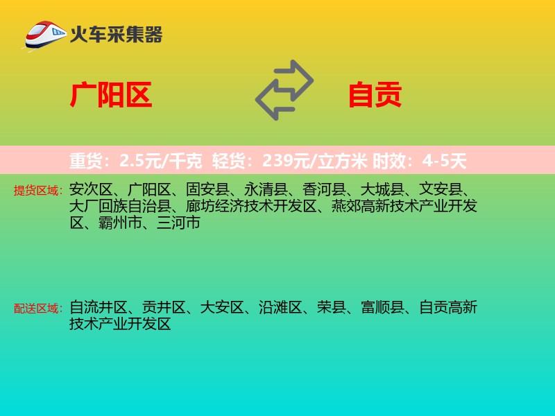 广阳区到自贡物流专线