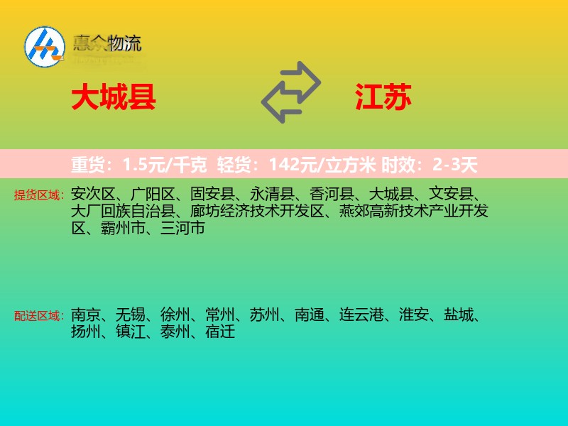 大城县到江苏长途搬家
