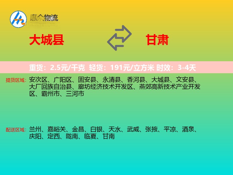 大城县到甘肃长途搬家