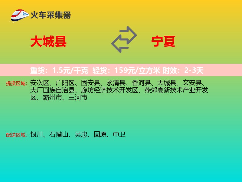 大城县到宁夏长途搬家