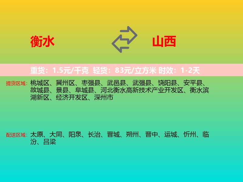 衡水到山西长途搬家