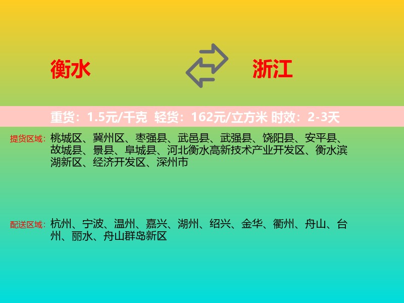 衡水到浙江长途搬家
