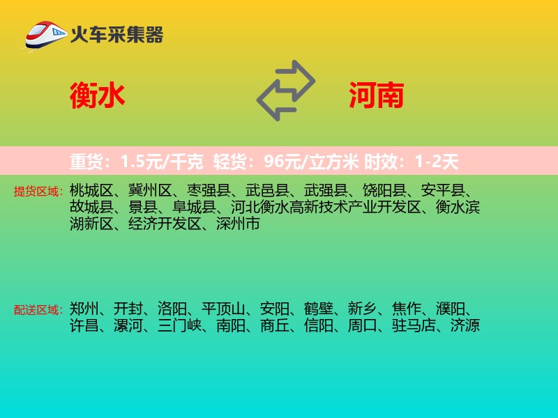 衡水到河南物流专线