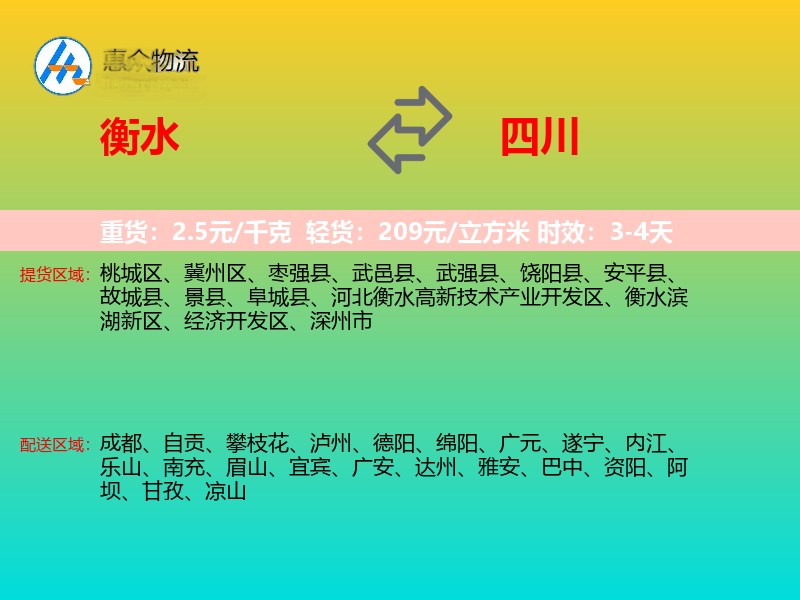 衡水到四川长途搬家