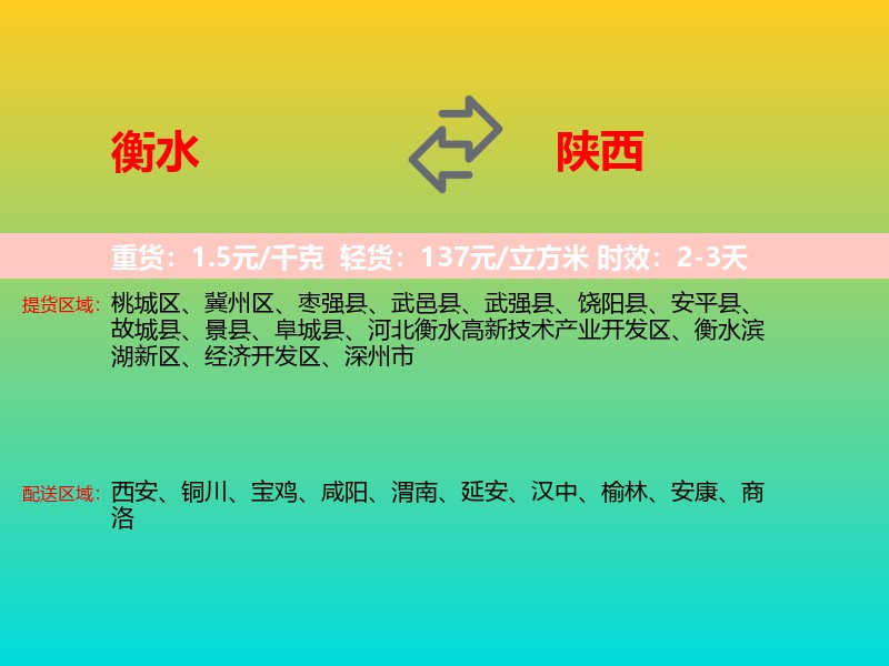 衡水到陕西长途搬家