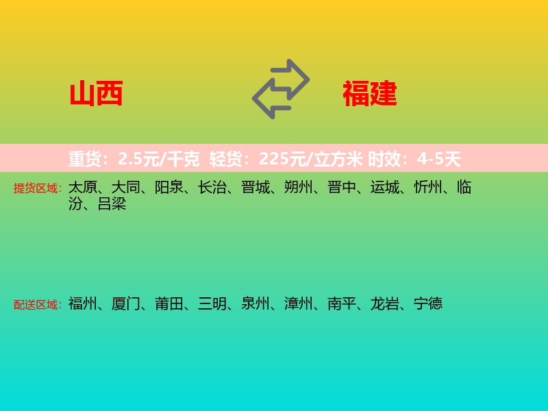 山西到福建长途搬家