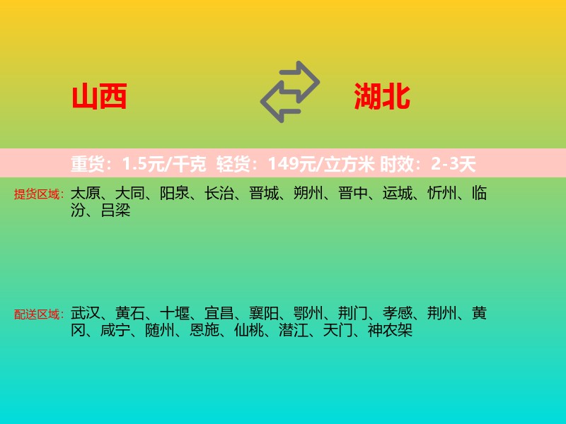 山西到湖北长途搬家