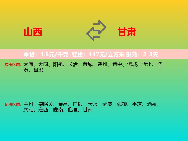 山西到甘肃长途搬家