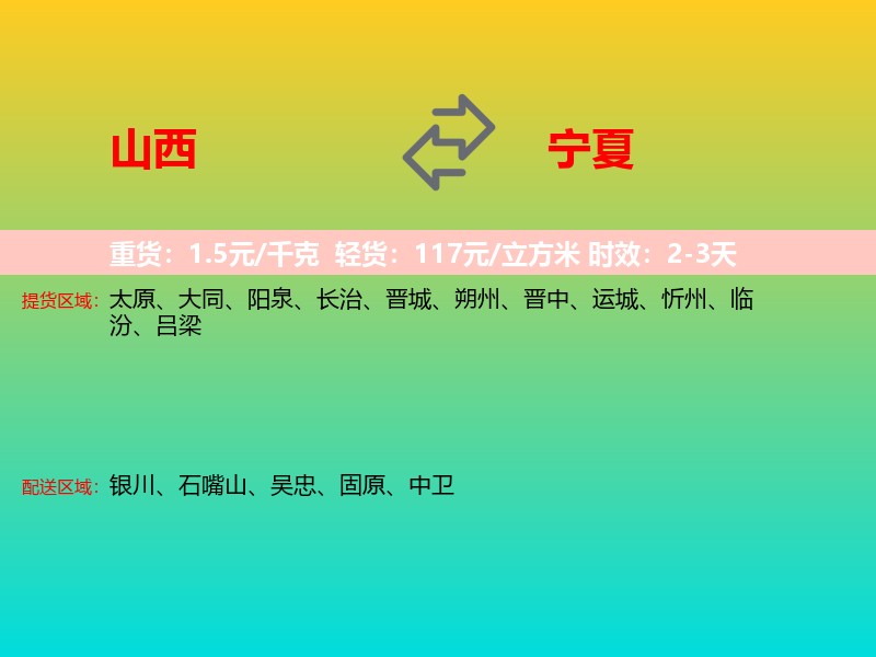 山西到宁夏长途搬家