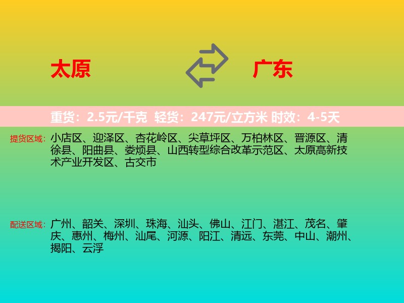 太原到广东长途搬家