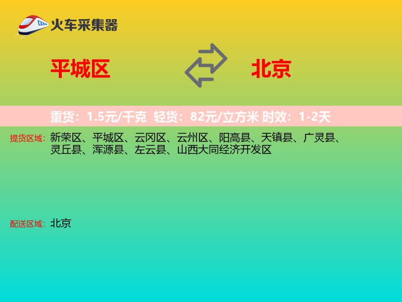 平城区到北京物流专线