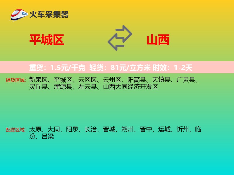 平城区到山西物流专线