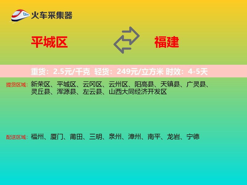 平城区到福建物流专线