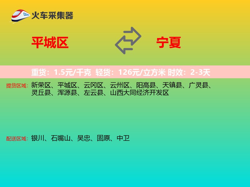 平城区到宁夏物流专线