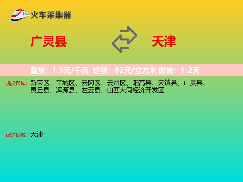 广灵县到天津轿车托运